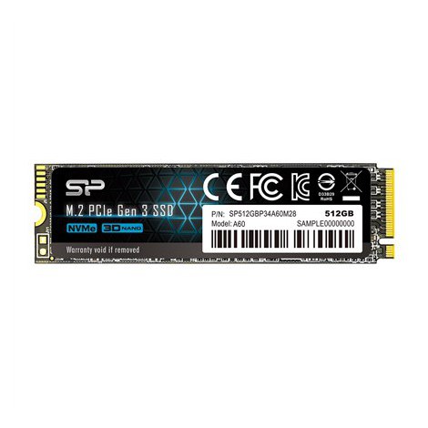 Silicon Power | A60 | 512 GB | SSD interface M.2 NVME | Read speed 2200 MB/s | Write speed 1600 MB/s